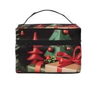 STVYUKL Trousse de maquillage pour femme - Décoration de Noël - Étanche - Portable - Grande capacité - Poignée sur le dessus - Fermeture éclair - Organiseur de maquillage