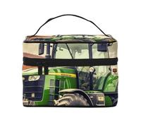 STVYUKL Trousse de maquillage sur le thème du tracteur pour femme, étanche, portable, grande capacité, trousse de toilette avec poignée sur le dessus et fermeture éclair