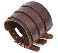 STWTR Bracelet manchette en cuir pour homme avec fermoir en alliage - 6,8 cm