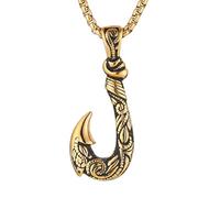 STWTR Collier hawaïen en acier inoxydable avec pendentif hameçon Vaiana Viking pour père, mari, petit ami, Standard, Acier inoxydable, Pas de gemme