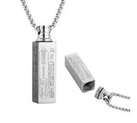 STWTR Collier urne pour cendres en acier inoxydable - Style rétro tibétain - Bouddhiste - Avec pendentif - Cadeau commémoratif, Acier inoxydable, Pas de gemme