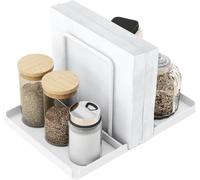 STWWO Porte-serviettes de Table en Métal Support de Serviette Papier Moderne avec Porte-épices Porte Serviette Distributeur de Serviettes Décoration pour La Maison Cuisine Restaurant, Blanc