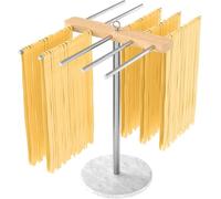 STWWO Séchoir à Pates Fraiches Séchoir à Spaghetti INOX 304, Socle Marbre | Support de Séchage de Nouilles avec 10 Bras Amovibles pour Jusqu'à 2 Kg de Spaghettis Frais Tagliatelles Fettuccine
