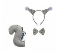 Stxdynjy 3 Pièces Set de Costume D'Écureuil Kit de Déguisement Complet avec Oreilles Queue et Nœud Papillon En Tissu Confortable Convenable Comme Cadeau pour, Gris