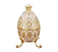 Stxdynjy Boîte à Bijoux Œuf de Pâques en Zinc Émaillé Boîte à Bibelots Figurine Décorative Organiseur Bijoux Adaptée pour Collection Personnelle Fête Familiale, Blanc