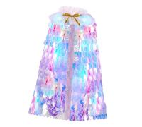 Stxdynjy Cape de Princesse En Tulle Manteau de Fées Accessoire de Déguisement Costume Scintillant avec Un Motif à Écailles Adapté pour Les Filles de 3, Lumière Colorée