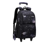 Stxdynjy Chariot Écolier à Roulettes Sac Cartable Scolaire Sac à Dos Valise Trolley Chariot Monte-marches Matériaux Nylon et Doublure Polyester Grande Capacité, Noir, 6-Roues Étoilé