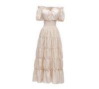 Stxdynjy Chemise Médiévale Haut Robe Femme Polyester Élégant Poitrine Smockée Manche Ample Prévue pour Cortège Fête Cosplay, jaune XXL