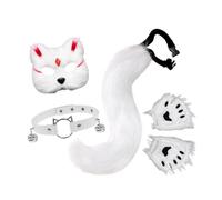 Stxdynjy Collier Mignon avec Chat, Renard et Queue pour Halloween, Spectacle sur Scène, Anniversaire, Blanc Rouge