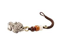 Stxdynjy Collier Pendentif Argent Pendentif Bête Légendaire Breloque Gravée Main Amulette Relief Texturé Convient au Port Journée, Mini Pixiu - Argent Pur Avec Corde Tressée Porte-clés