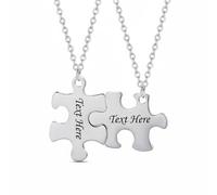 Stxdynjy Collier Pendentif Pièce de Puzzle Collier Couple Collier Gravable Collier Ajustable Finition Polie Confortable et Légère pour Port Prolongé Adapté aux, Acier, Gravé D Un Côté