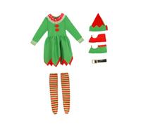 Stxdynjy Costume de de Noël Enfant Cosplay Tenue Complète avec Chapeau Robe Bas Chaussures Ceinture Polyester Confortable Adapté pour Fête Déguisement Ca, L
