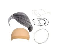 Stxdynjy Costume de Vieille Dame, Ensemble de Casquette, Déguisement, Accessoire de Cosplay, Chaîne de Lunettes de Grand-mère de Qualité Supérieure pour Specta, Noir Gris Droit