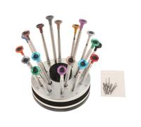 Stxdynjy Jeu de Tournevis D'horloger avec Base Rotative, Kit de Réparation de Montres, Outils pour Jouets, Ordinateurs, électroniques, Lunettes, Gris