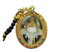 Stxdynjy Pendentif Amulette, Statue du Dieu éléphant Hindou - Amulette Protectrice, Blanche