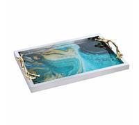 Stxdynjy Plateau Poignées Métallique | Polyvalent, Plateau Décoratif, Basse, Console, 42x27cm, Style B