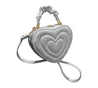 Stxdynjy Sac à Main Femme Pochette Bandoulière Sac Cœur Bandoulière Ajustable Cuir Synthétique Look Moderne Fermeture Éclair Adapté Shopping Bureau Sorties, Argent
