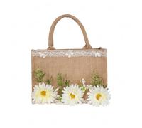 Stxdynjy Sac à Main Femme Sac Fourre-tout Tote Panier Jute Structuré Corps Rectangulaire Ouverture Ouverte Pratique à Charger Poignées Arrondies Confort, Marguerites D Été
