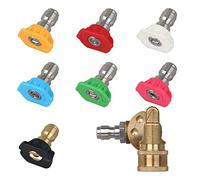 Styddi Lot de 8 embouts de pulvérisation pour nettoyeur haute pression à connexion rapide 6,35 mm et plusieurs degrés, adaptateur de pivot avec 5 angles de rotation 2,5 GPM 4500PSI