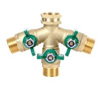 STYDDI Répartiteur de tuyau d'arrosage à 3 voies en laiton massif à haut débit avec poignée en métal, séparateur de robinet d'extérieur robuste avec vanne d'arrêt, répartiteur de robinet de jardin de