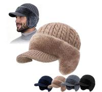 Styeyts Trapper Blocking Knitted Hats, Bonnets En Tricot Chauds Et Résistants Au Vent Avec Doublure En Polaire, Bonnet D’Hiver Avec Oreillettes, Cadeau Pour Mari Père Hommes, marron, taille unique