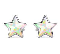Stylacity Silver Star Rainbow Petites boucles d'oreilles à tige en cristal Swarovski plaqué rhodium pour femme ou fille, Argent sterling, Étoile, Cristal Rhodium
