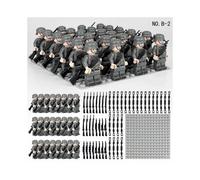 (style 2)24-Piece Set of British German and Soviet Military Building Blocks with Mini Particles for Toy Base Plates