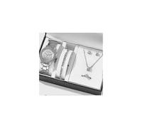 (Style 2-Argent) Coffret cadeau 6 pièces pour femme, montre, bague, collier, boucles d'oreilles, ensemble
