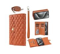 (Style A iPhone 7 4.7 inch, Brown) Bks-002 Compatible with Iphone 7/8/Se (2020)/Se (2022) Case Pu Leather Rhombus Pattern Zipper Phone