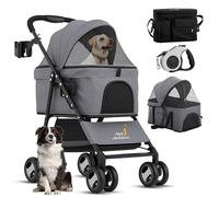 Style Ambitious Poussette 3 en 1 pour animal de compagnie - Poussette pliable pour chien et sac de transport pour animal de compagnie - Comprend un sac de rangement, un porte-gobelet et une