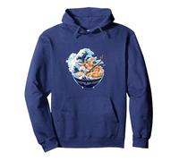 Style Anime Great Wave of Kanagawa Ramen Noodles Lover Lover Sweat à Capuche, Unisexe pour Adultes, Bleu Marine, M