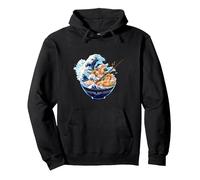 Style Anime Great Wave of Kanagawa Ramen Noodles Lover Lover Sweat à Capuche, Unisexe pour Adultes, Noir, M