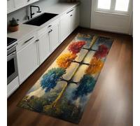 Style Aquarelle Tapis de Cuisine Peinture à l'huile d'un Petit Arbre Long Lavable Antidérapant Antifatigue Devant Évier Décoration Paillasson 40 x 120 cm