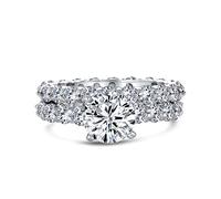 Style Art Déco Traditionnel 3CT Zircon Cubique Taille Brillant Rond Solitaire Éternité Bande AAA CZ Bague de Fiançailles Anniversaire Mariage Pour Femme en Argent Sterling .925