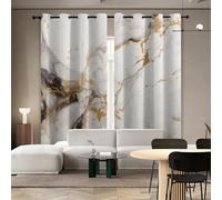 Style Artistique Rideau Occultant 3D Or Noir Marbre Texture Isolation Protection UV Thermique avec Oeillets Draperies pour Aux Familles Hôtels Maisons de Location 2 Panneaux L59 x H137 CM