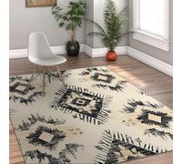 Style Autochtone du Sud Ouest résistant aux Taches Tapis 60x90cm d Appartement en Diamant Vieilli carpette Pliables de Salon Descente lit Vestige Motif Tribal antidérapant Brun crème Fin