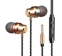 Style B Gold Écouteurs filaires intra-auriculaires, 3.5mm, pour iPhone OPPO Huawei PC Sport, suppression du bruit, basse stéréo, oreillettes mains libres, micro ""Nipseyteko