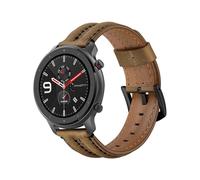 (Style B Huami Amazfit Watch, Dark brown) 20mm Double Keel Genuine Leather Wrist Strap Watch Band for Huami Amazfit GTR 42mm