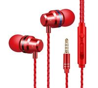 Style B Red Écouteurs filaires intra-auriculaires, 3.5mm, pour iPhone OPPO Huawei PC Sport, suppression du bruit, basse stéréo, oreillettes mains libres, micro ""Nipseyteko