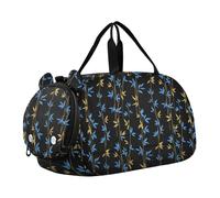 Style bamboos Electric Blue Gold and Black Kids Cute Gym Bag with Shoes Compartiment Multifonctionnel Personal Item Travel Bag for Travel Natation Dance Ballet Bolso de viaje para