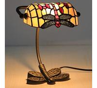 Style Bankers Lampe de Table Vintage en Verre teinté avec Base Papillon et Perles de Cristal Antiques pour Salon, Chambre à Coucher, Bureau, décoration de la Maison, H