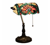 Style banquier Lampe de Table Lampe de Bureau en vitrail Vintage avec Base Perles de Cristal Antiques Lampe de Chevet pour Salon Chambre Bureau décoration de la Maison