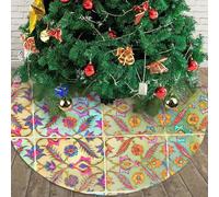 Style bohème Chic ! Style Gitan Chic ! Jupe de Sapin de Noël bohème Ronde de 122 cm (48 Pouces) Effet Neige, idéale pour Noël, Halloween et Autres fêtes.