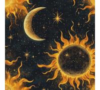 Style Bohème Papier Peint Autocollant 0.45X10 M Meuble Film Décoratif Dieu du Soleil Lune Imperméable Mat Stickers Collant Rouleau Facile à Nettoyer et Amovible pour Surface Porte Armoire Cuisine