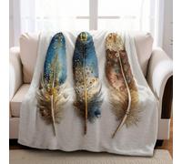 Style BohèMe Plaid Polaire Plume de Luxe légère 180 x 220 cm en Flanelle Microfibre Couverture Douce et Chaude, Couvre-Lit pour Enfant et Adulte