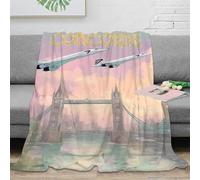 Style Britannique 3D Printed Avion Pont de Londres Couverture Microfibre Décoration Maison London Scene Throw Blanket Tous Usages 80×90(200x230cm)