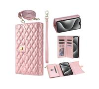 (Style C iPhone 7 4.7 inch, Pink gold) Bks-002 Compatible with Iphone 7/8/Se (2020)/Se (2022) Case Pu Leather Rhombus Pattern Zipper Phone