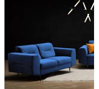 Stylé Canapé Venezia Canapé lounge avec pieds en métal Canapé rembourré en velours salon 2 places canapé, tissu : Bluvel 86 bleu marine, couleur des pieds : noir