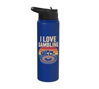 Style casino rétro « I Love Gambling » Stainless Steel Insulated Water Bottle