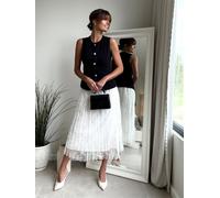 Style Cheat Style Cheat Black Waistcoat Pleated Midi Dress Black EU 36 (UK 8)